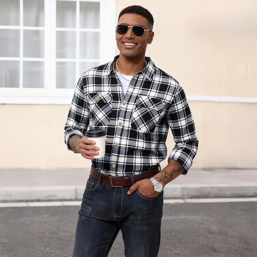 Men's Breathable Retro Casual Plaid Cotton Flannel Jacket sold by Tacvasen product image thumbnail 3