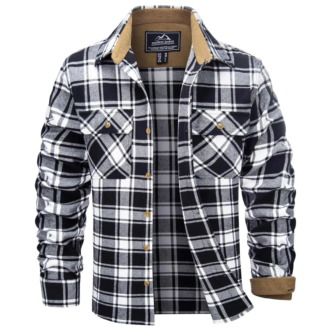 Men's Breathable Retro Casual Plaid Cotton Flannel Jacket sold by Tacvasen