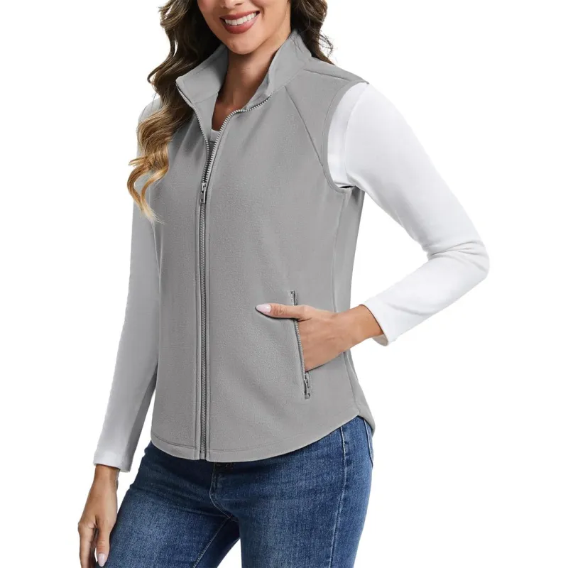 Women's Lightweight Full Zip Outerwear Warm Fleece Vest sold by Tacvasen
