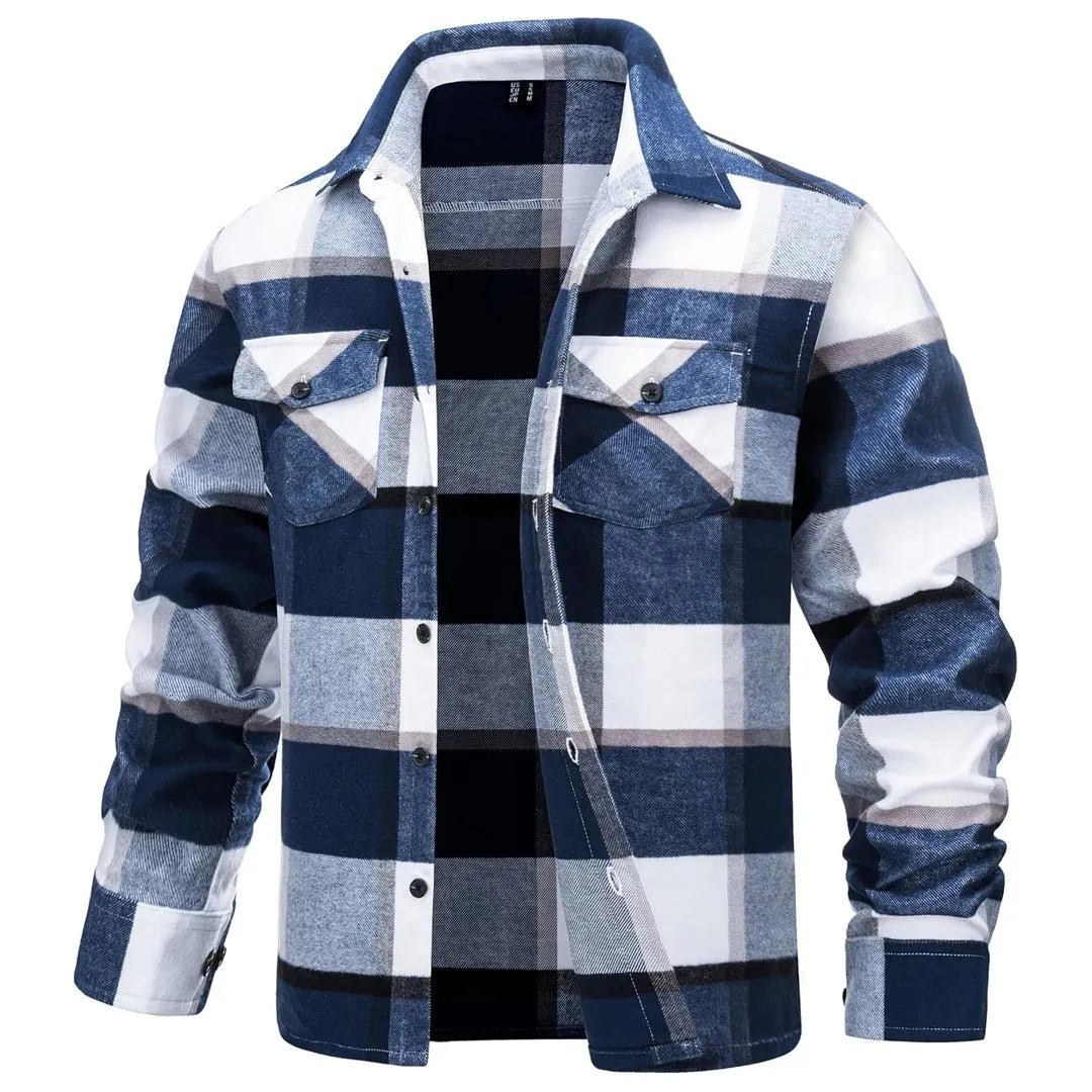 Men's Warm Brushed Fleece Button Down Casual Flannel Shirt sold by Tacvasen product image thumbnail 5