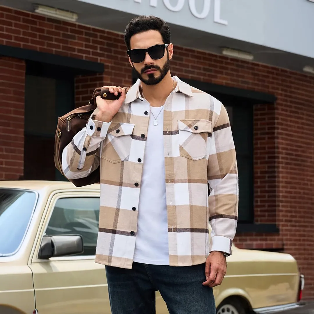 Men's Warm Brushed Fleece Button Down Casual Flannel Shirt sold by Tacvasen product image thumbnail 3