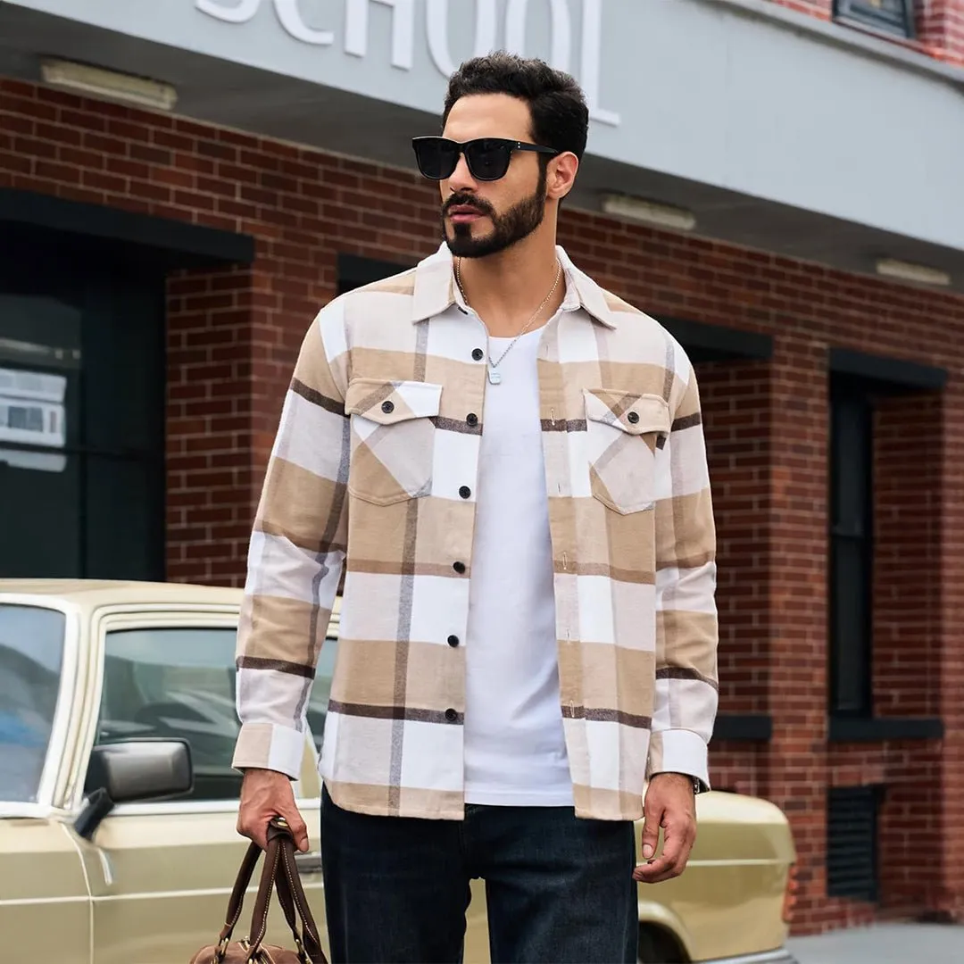 Men's Warm Brushed Fleece Button Down Casual Flannel Shirt sold by Tacvasen product image thumbnail 2