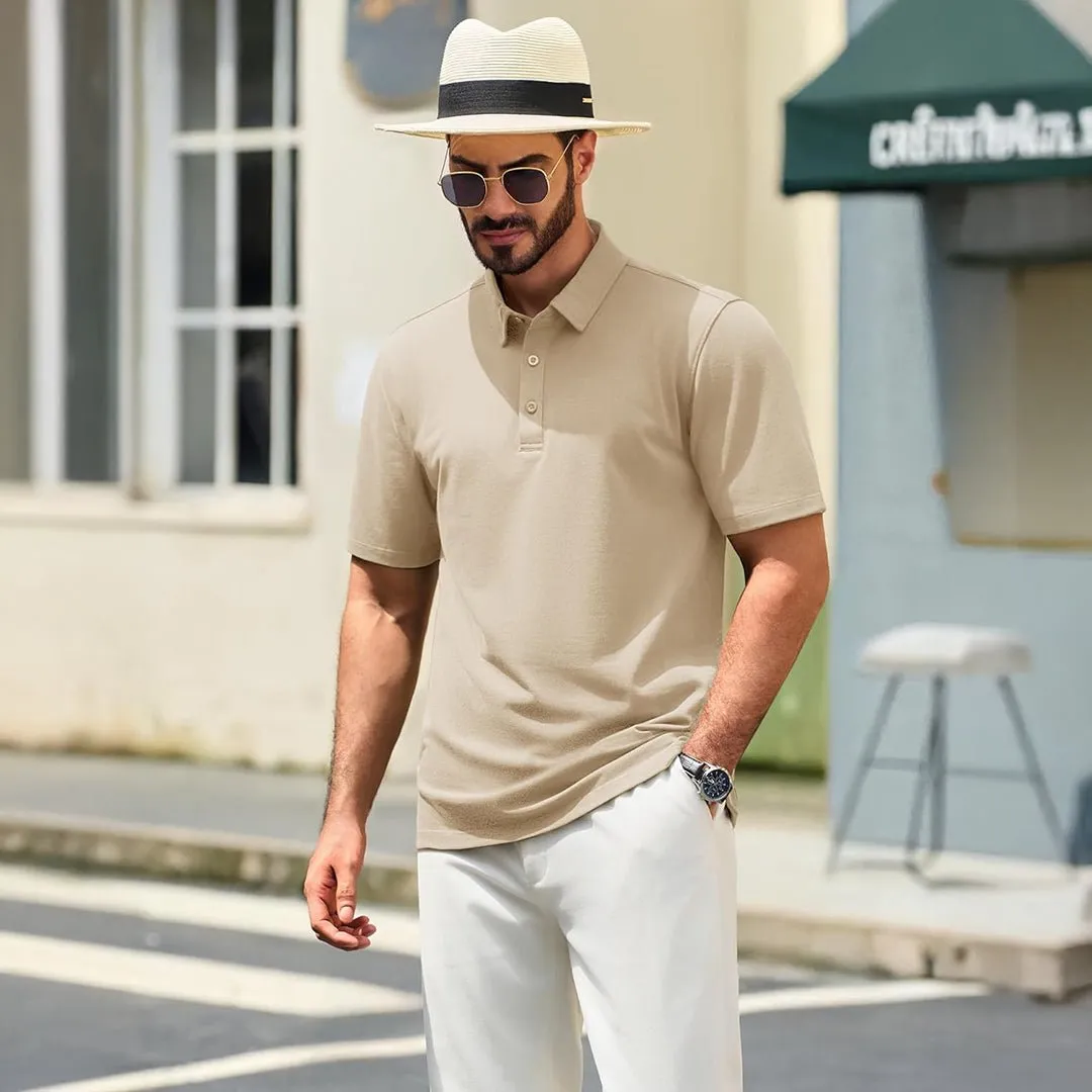 Men's Pique Polo Shirt Short Sleeve Cooling Golf Top sold by Tacvasen product image thumbnail 3