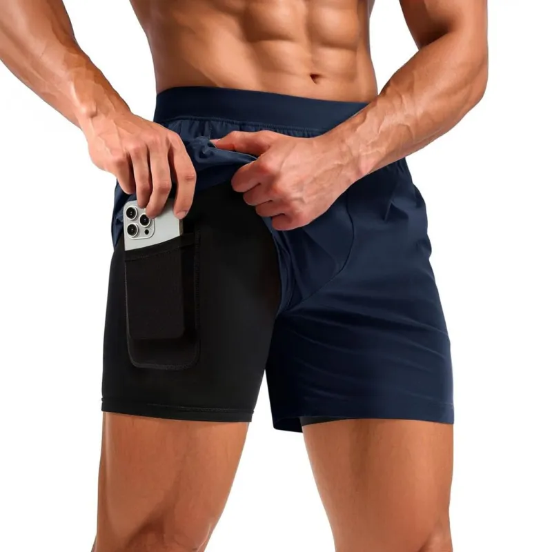 Men's 2 in 1 Quick Dry Running Shorts with Pockets sold by Tacvasen