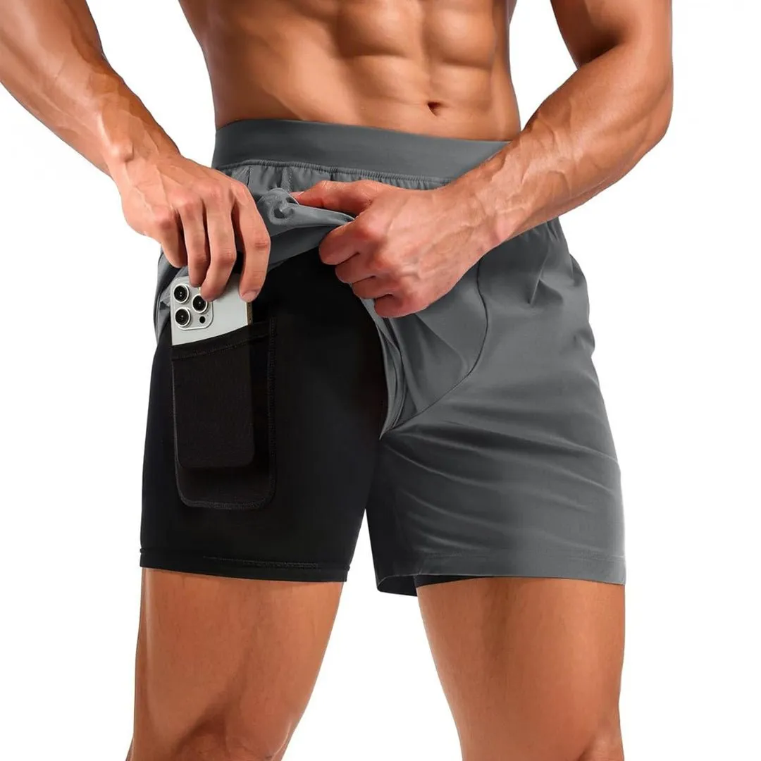 Men's 2 in 1 Quick Dry Running Shorts with Pockets sold by Tacvasen product image thumbnail 4