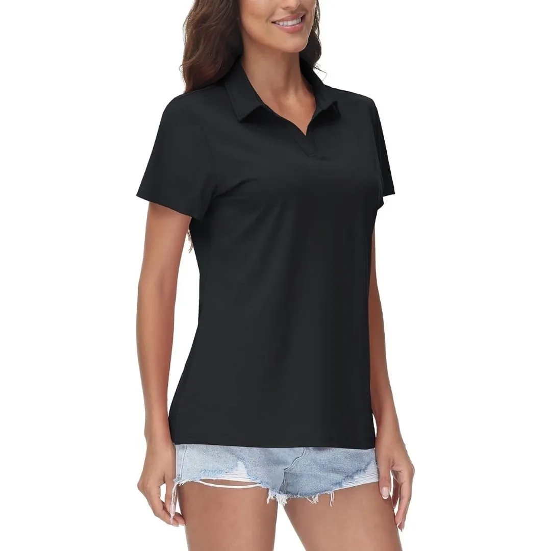 Women's V Neck Quick Dry UPF 50+ Athletic Golf Polo Shirt sold by Tacvasen product image thumbnail 3