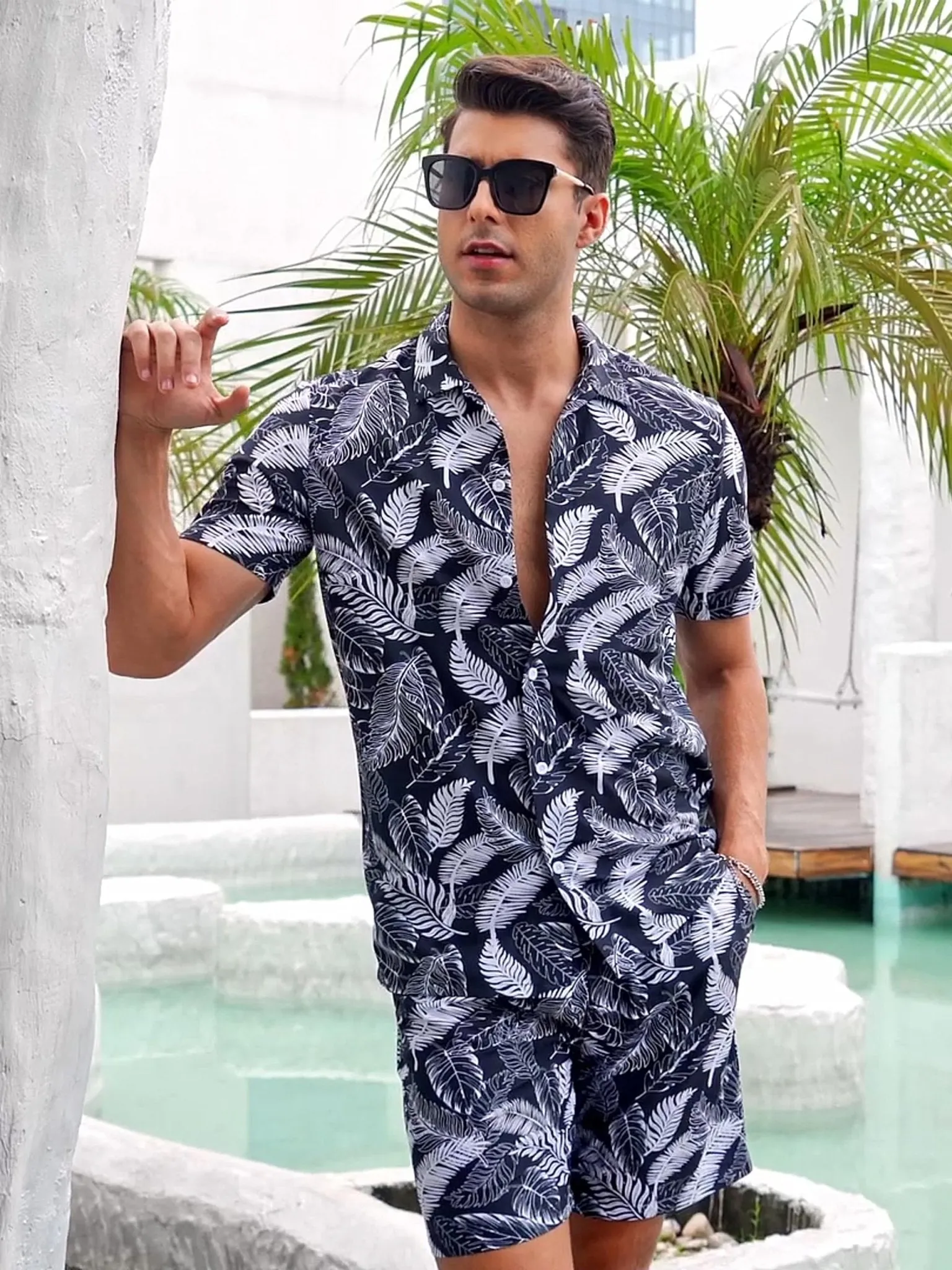 Men's Hawaiian Beach Set 2-Piece Set Summer Outfit Floral Set sold by Tacvasen product image thumbnail 4