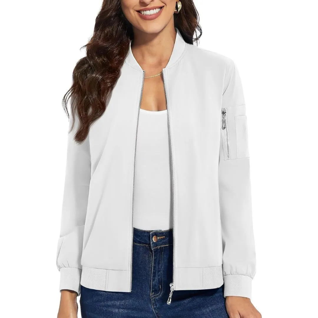 Women's Lightweight Casual Windbreaker Bomber Jackets sold by Tacvasen