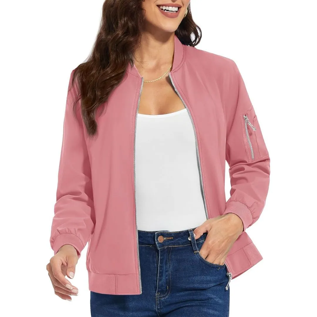 Women's Lightweight Casual Windbreaker Bomber Jackets sold by Tacvasen product image thumbnail 5