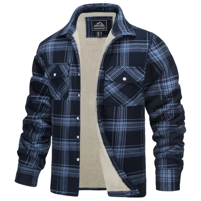 Men's Fleece-Lined Multi Pockets Flannel Shirt Jacket sold by Tacvasen