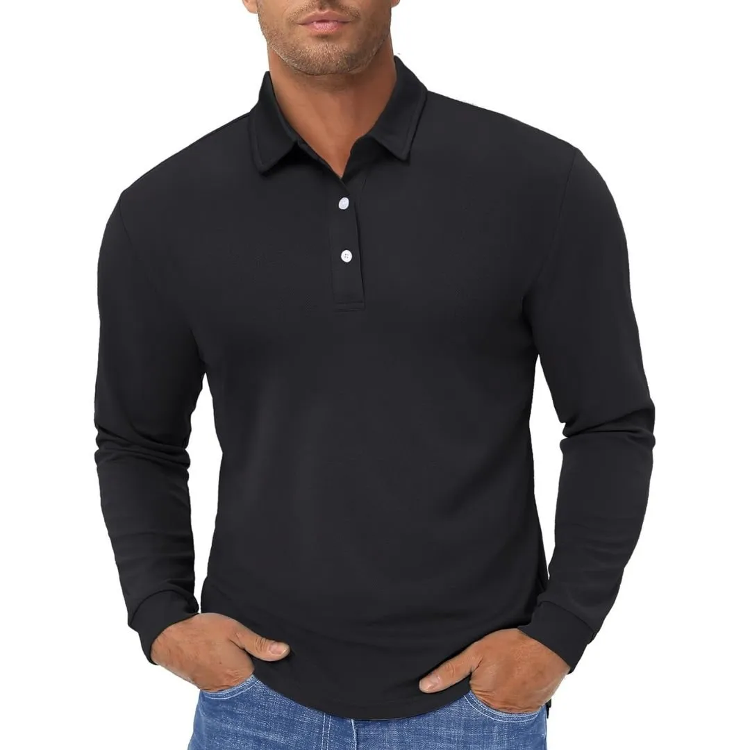 Men's Quick-Dry Long Sleeve Polo Shirt for Golf & Work sold by Tacvasen