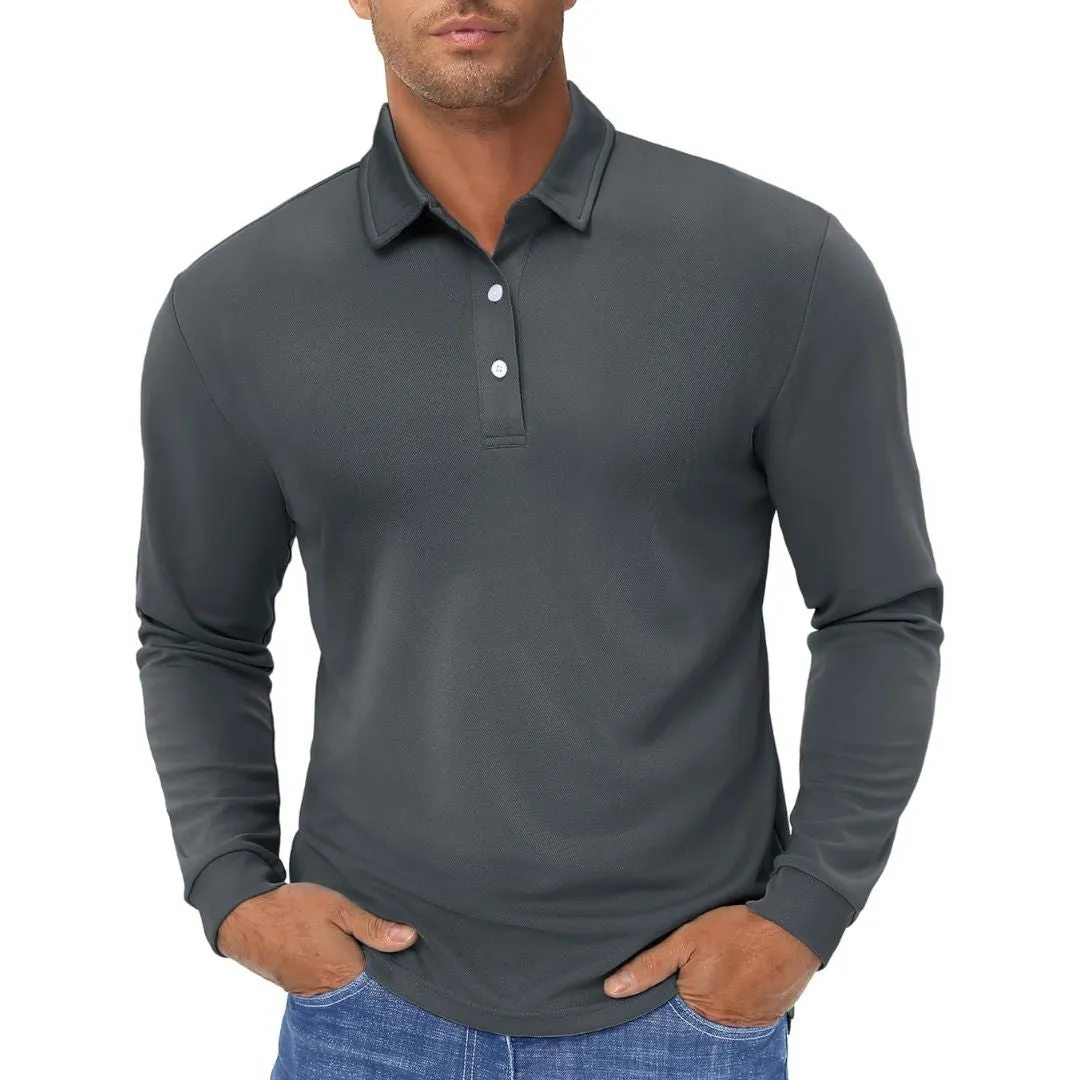 Men's Quick-Dry Long Sleeve Polo Shirt for Golf & Work sold by Tacvasen product image thumbnail 2