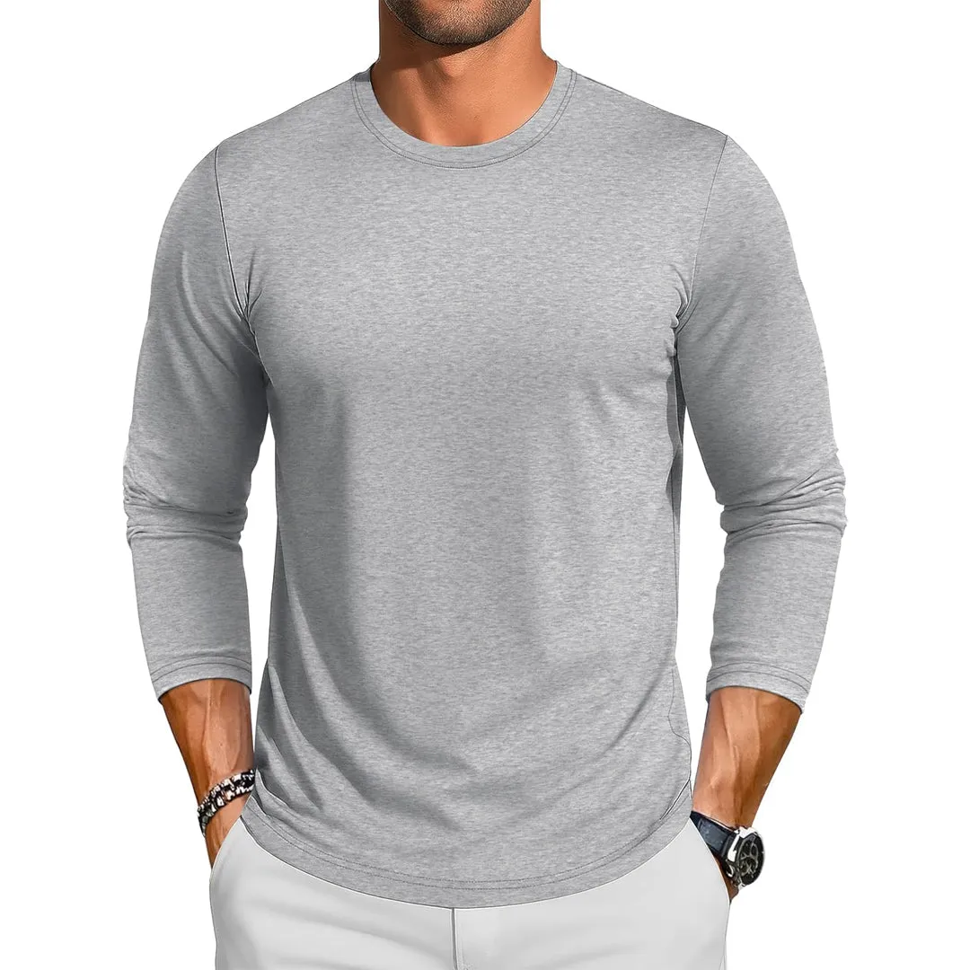 Men's Cotton Solid Color Classic Casual Long Sleeve T-shirt sold by Tacvasen