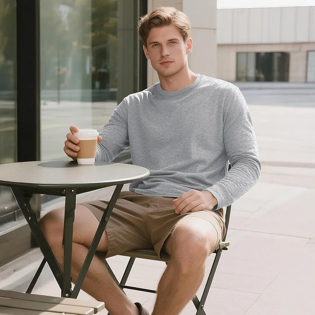 Men's Cotton Solid Color Classic Casual Long Sleeve T-shirt sold by Tacvasen product image thumbnail 3