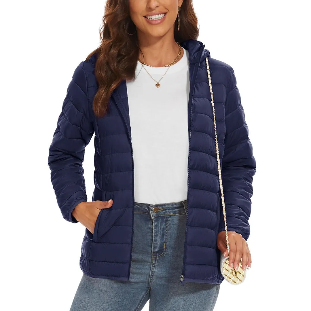 Women's Puffer Jacket Full-zip Water-Resistant Winter Hooded Coat sold by Tacvasen product image thumbnail 4