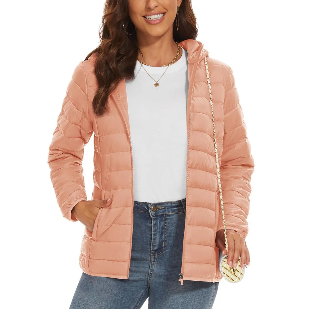 Women's Puffer Jacket Full-zip Water-Resistant Winter Hooded Coat sold by Tacvasen