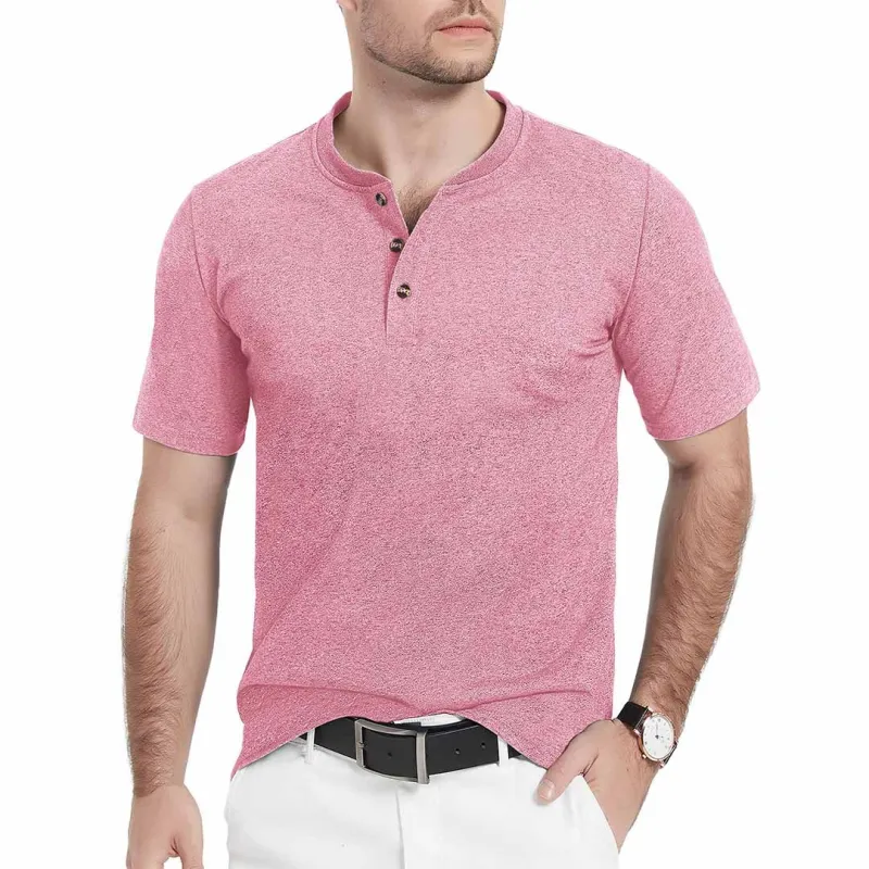 Men's Casual Cotton Henley Shirts made by Tacvasen