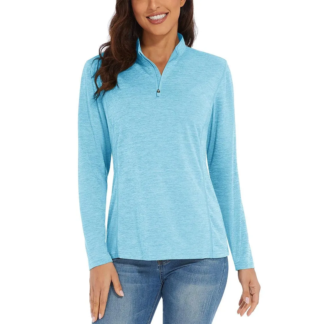 Women's UPF 50+ 1/4 Zip Quick Dry Hiking Shirts sold by Tacvasen product image thumbnail 5