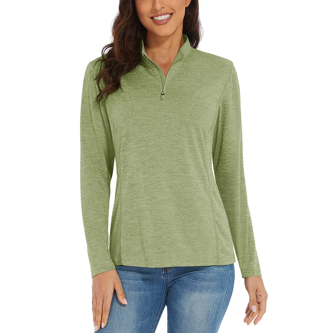 Women's UPF 50+ 1/4 Zip Quick Dry Hiking Shirts sold by Tacvasen product image thumbnail 2