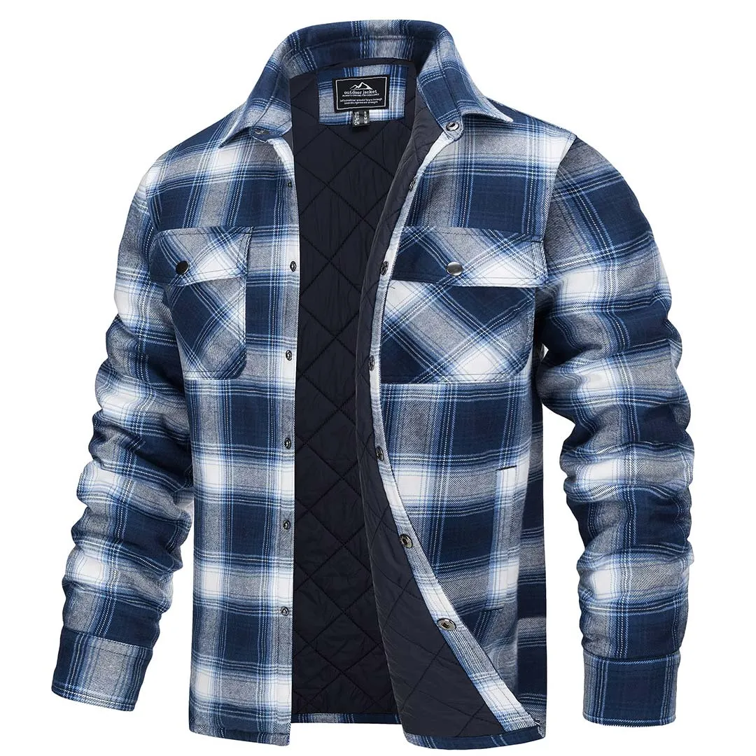 Men's Casual Plaid Long Sleeve Button Up Flannel Shirt Jacket sold by Tacvasen