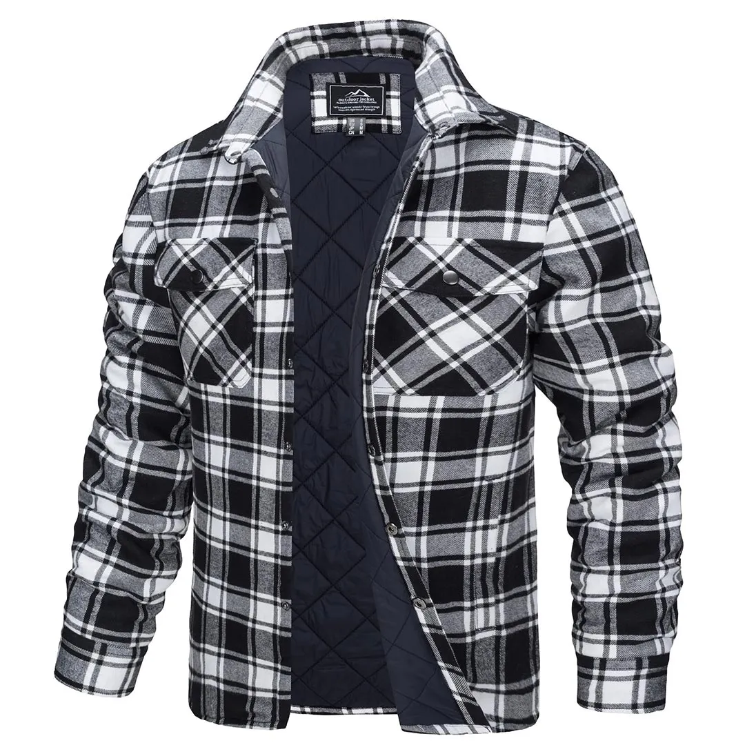 Men's Casual Plaid Long Sleeve Button Up Flannel Shirt Jacket sold by Tacvasen product image thumbnail 4