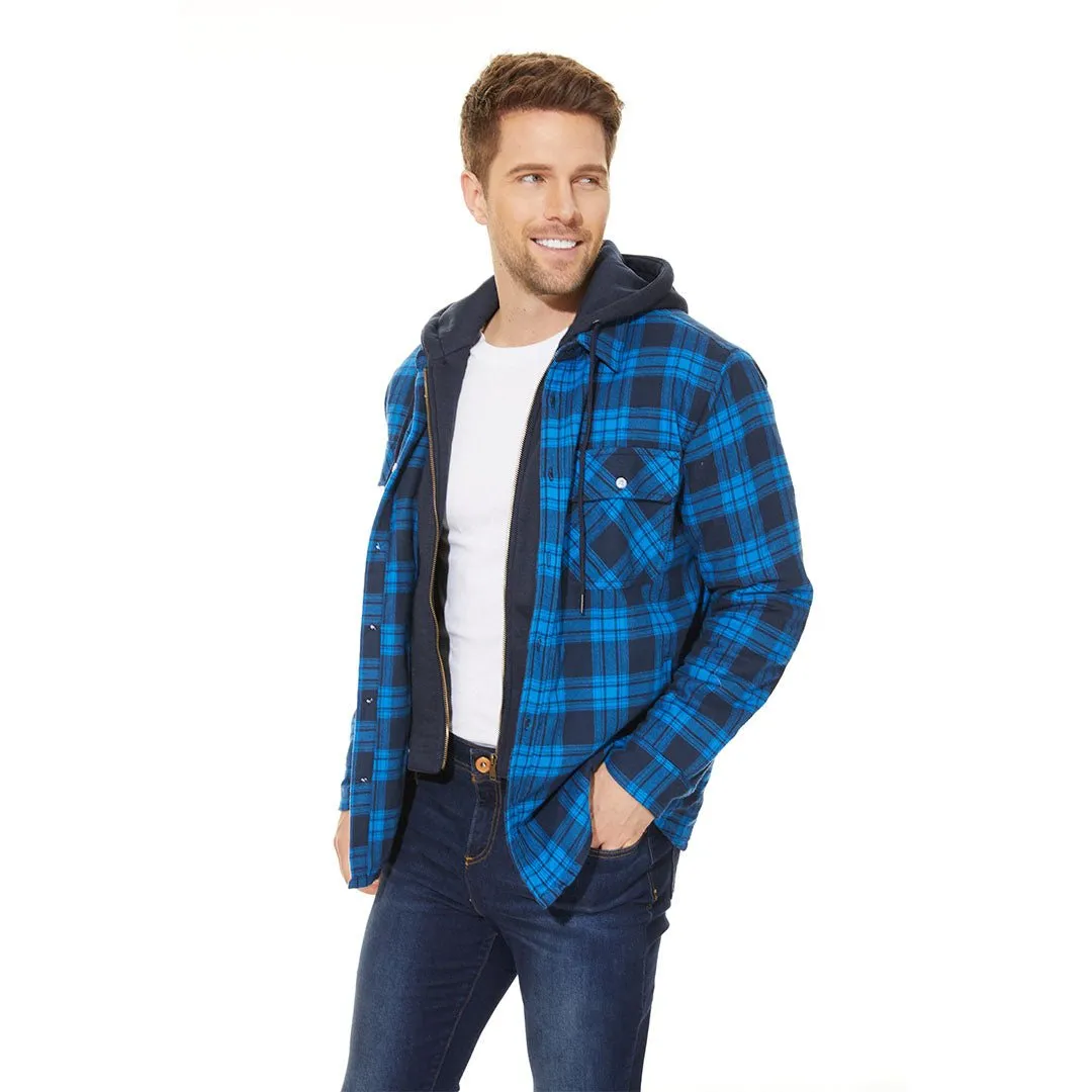 Men's Quilted Lined Thick Hooded Zip Up Flannel Jacket sold by Tacvasen product image thumbnail 3