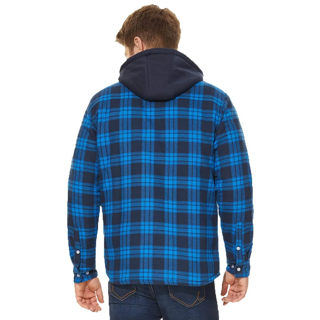 Men's Quilted Lined Thick Hooded Zip Up Flannel Jacket sold by Tacvasen product image thumbnail 5