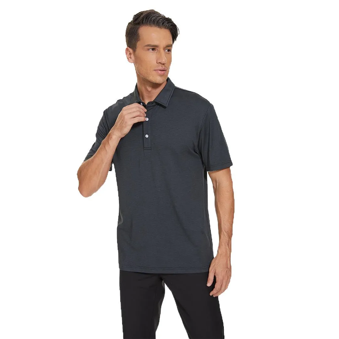 Men's Golf 3 Buttons Spread Collar Solid Quick Dry Polo Shirt sold by Tacvasen product image thumbnail 3