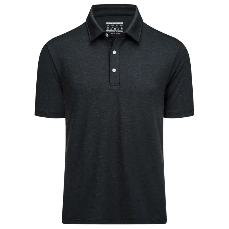 Men's Golf 3 Buttons Spread Collar Solid Quick Dry Polo Shirt sold by Tacvasen