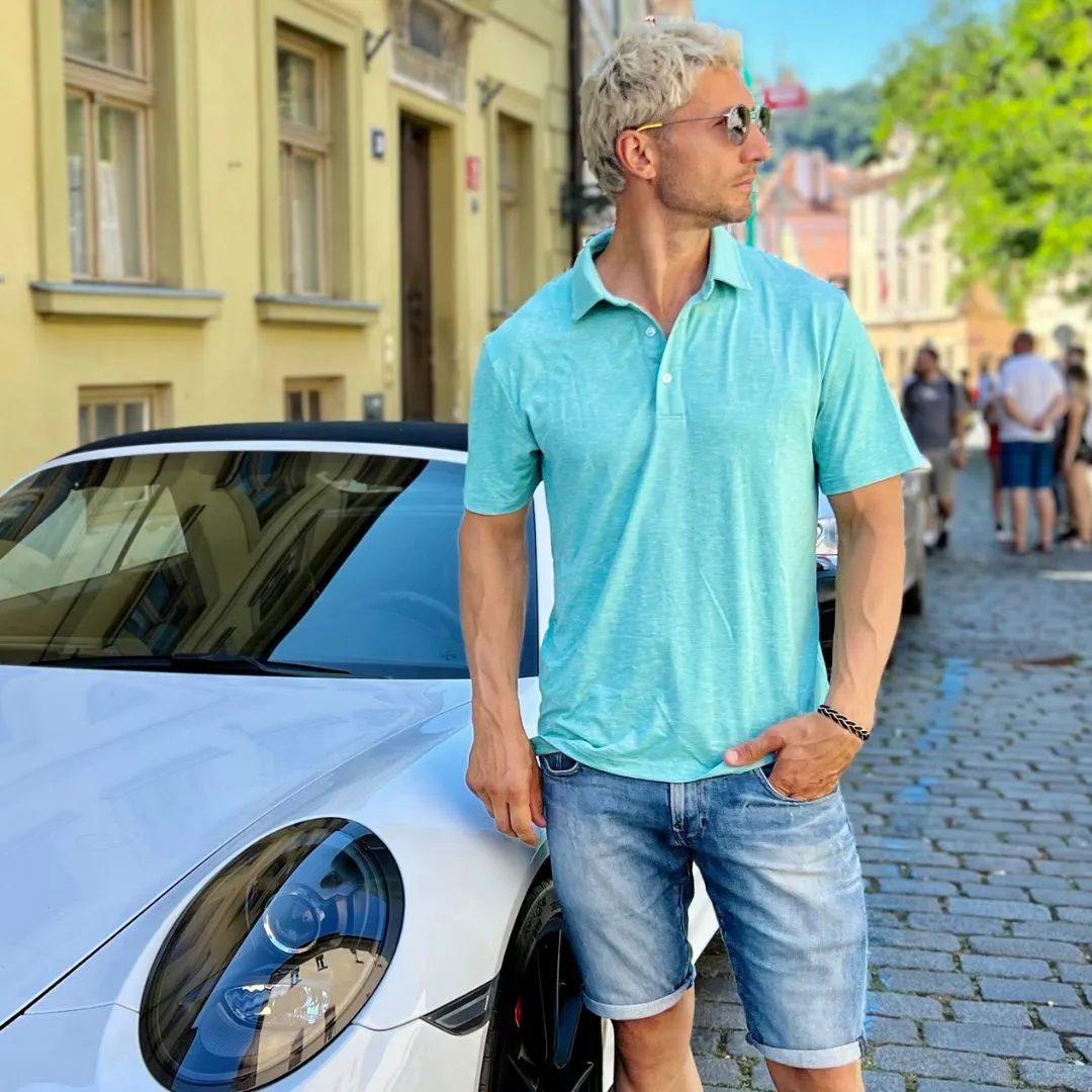 Men's Golf 3 Buttons Spread Collar Solid Quick Dry Polo Shirt sold by Tacvasen product image thumbnail 2