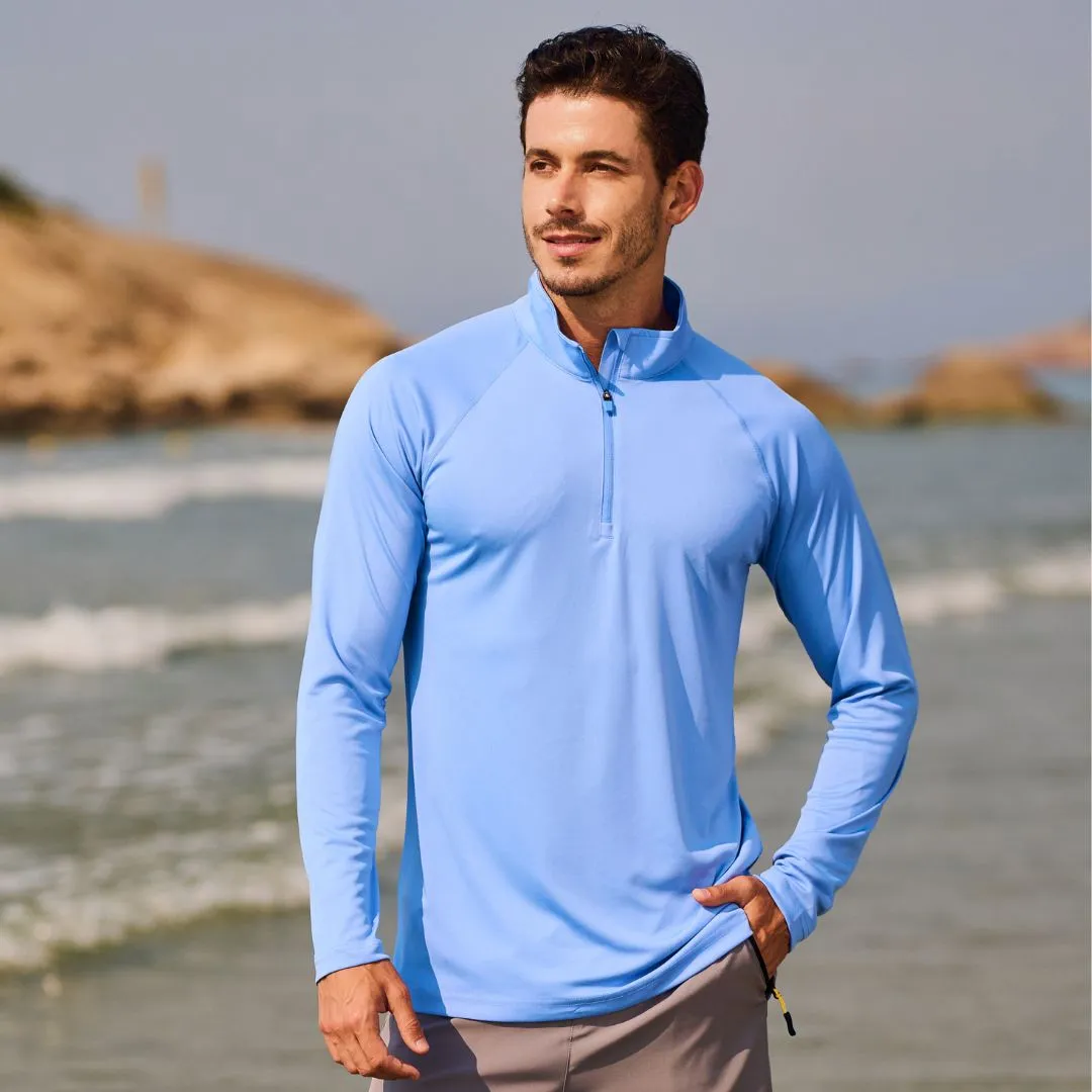 Men's Long Sleeve Sun Shirt UPF 50+ Zip Fishing Running Rashguard sold by Tacvasen product image thumbnail 2