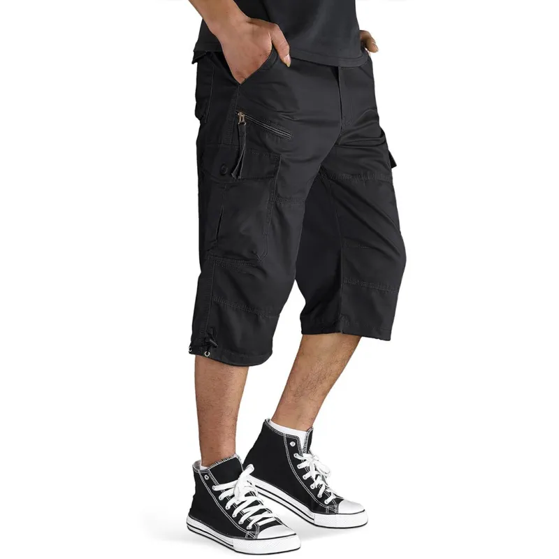 Men's 3/4 Long with 7 Pockets Capri Shorts (No Belt) sold by Tacvasen