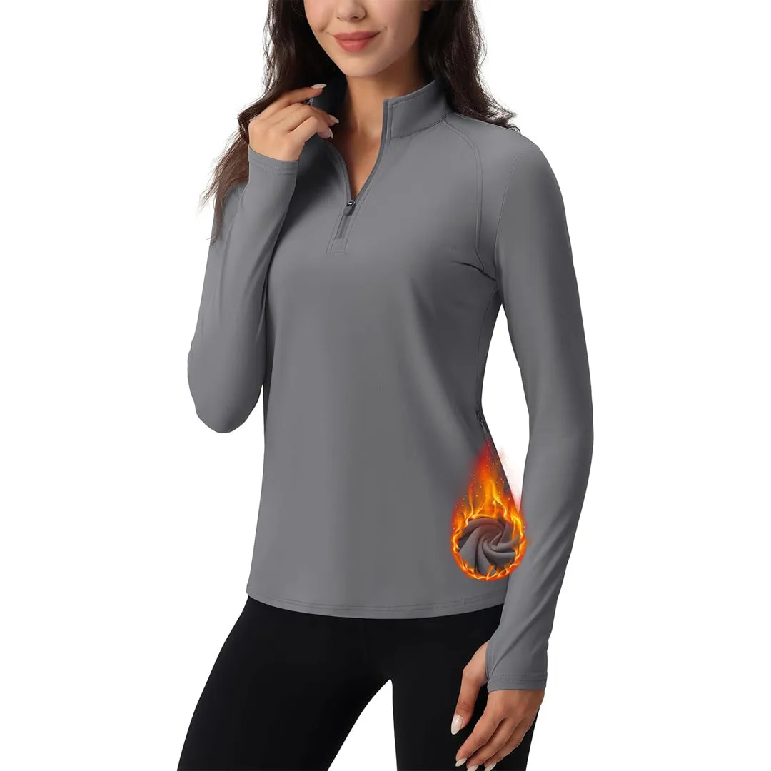 Women's Long Sleeve Quarter Zip Running Athletic Top sold by Tacvasen product image thumbnail 5