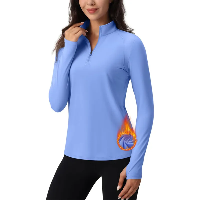 Women's Long Sleeve Quarter Zip Running Athletic Top sold by Tacvasen