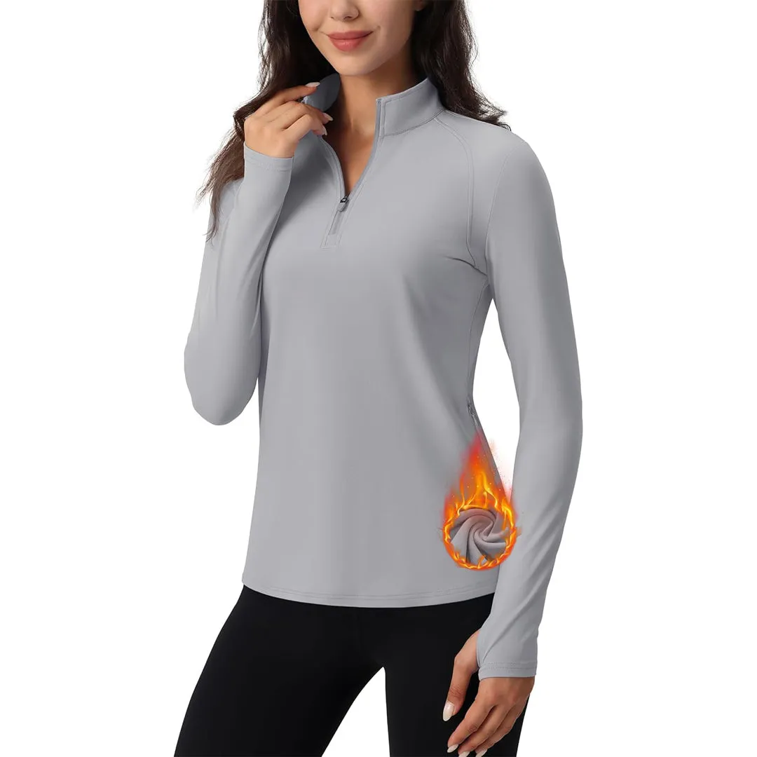 Women's Long Sleeve Quarter Zip Running Athletic Top sold by Tacvasen product image thumbnail 3