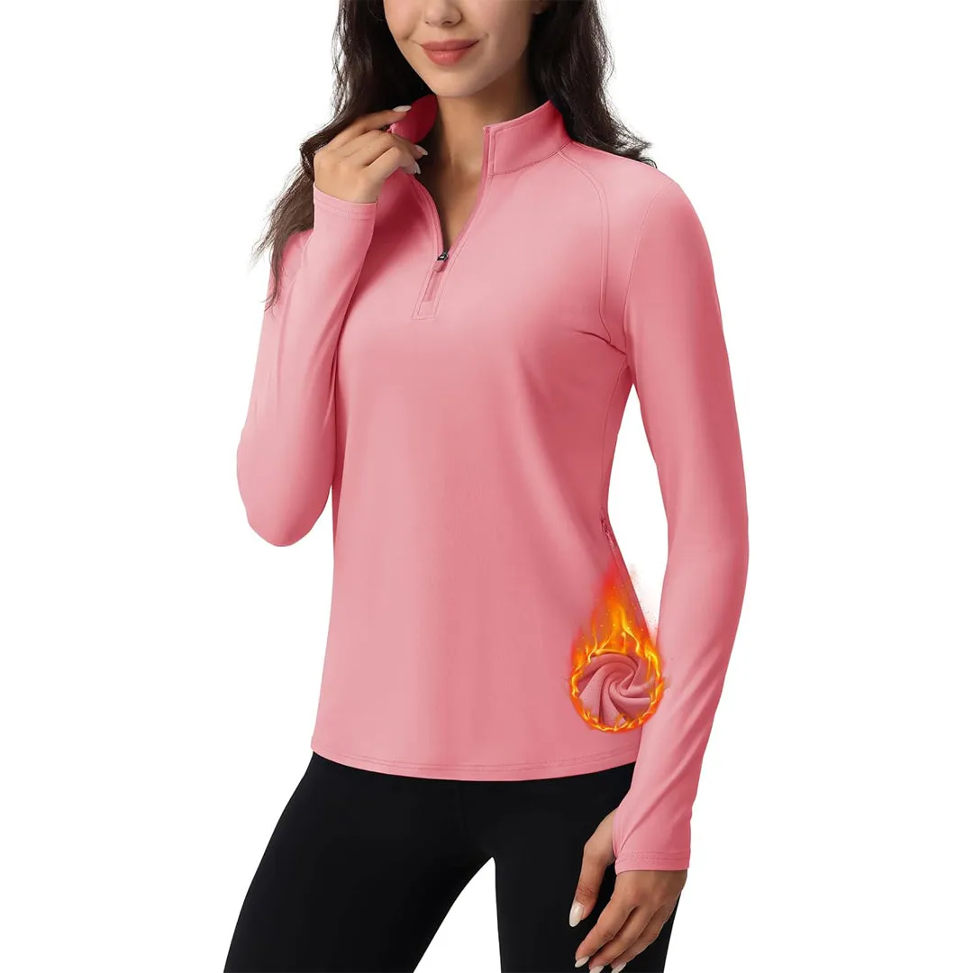 Women's Long Sleeve Quarter Zip Running Athletic Top sold by Tacvasen product image thumbnail 2