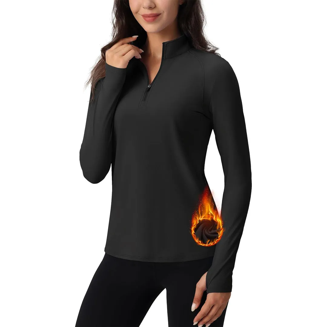 Women's Long Sleeve Quarter Zip Running Athletic Top sold by Tacvasen product image thumbnail 4