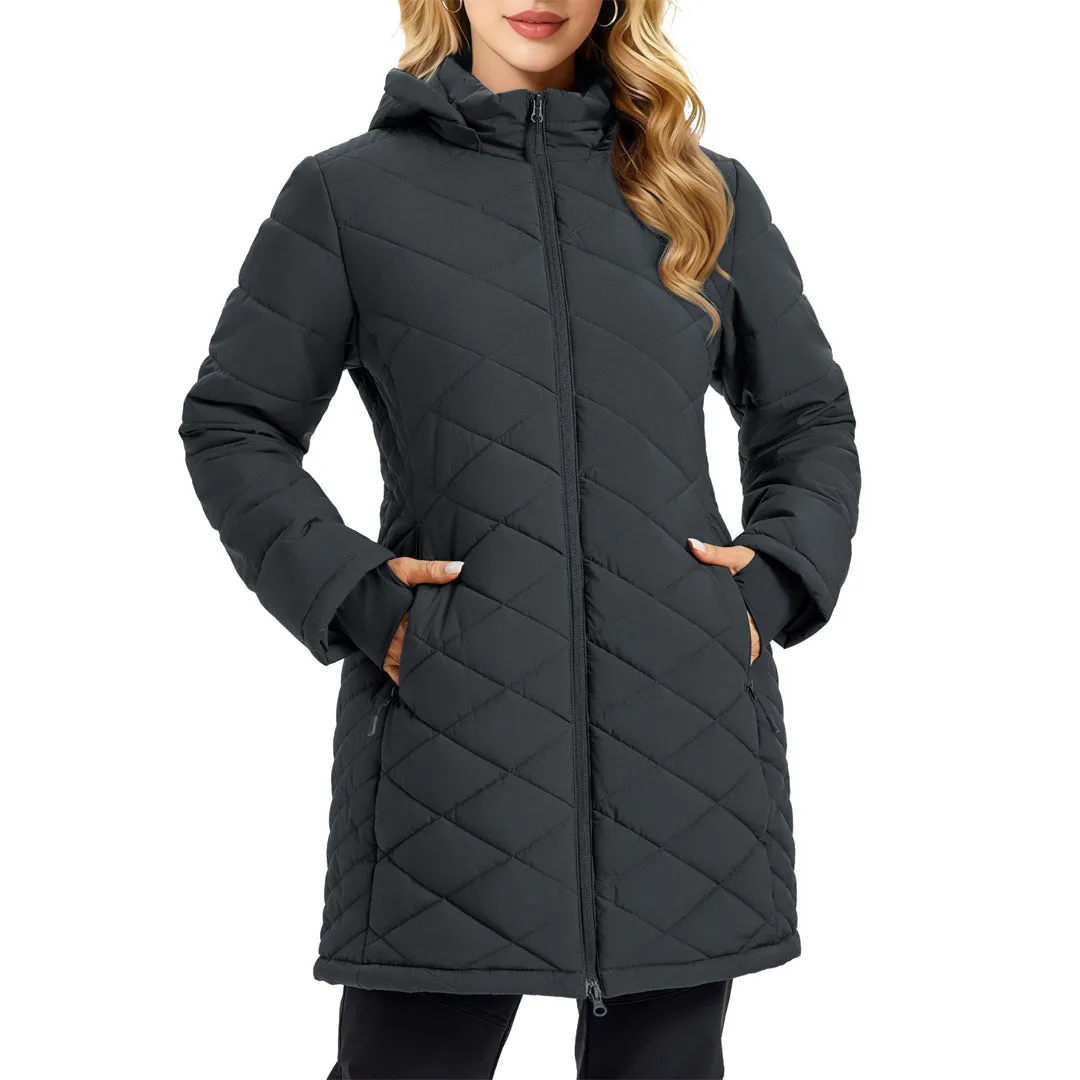 Women's Long Waterproof Puffer Jacket with Hood sold by Tacvasen product image thumbnail 2