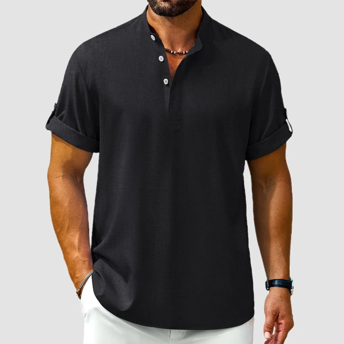 Henley Casual Lightweight Beach Shirts sold by Tacvasen