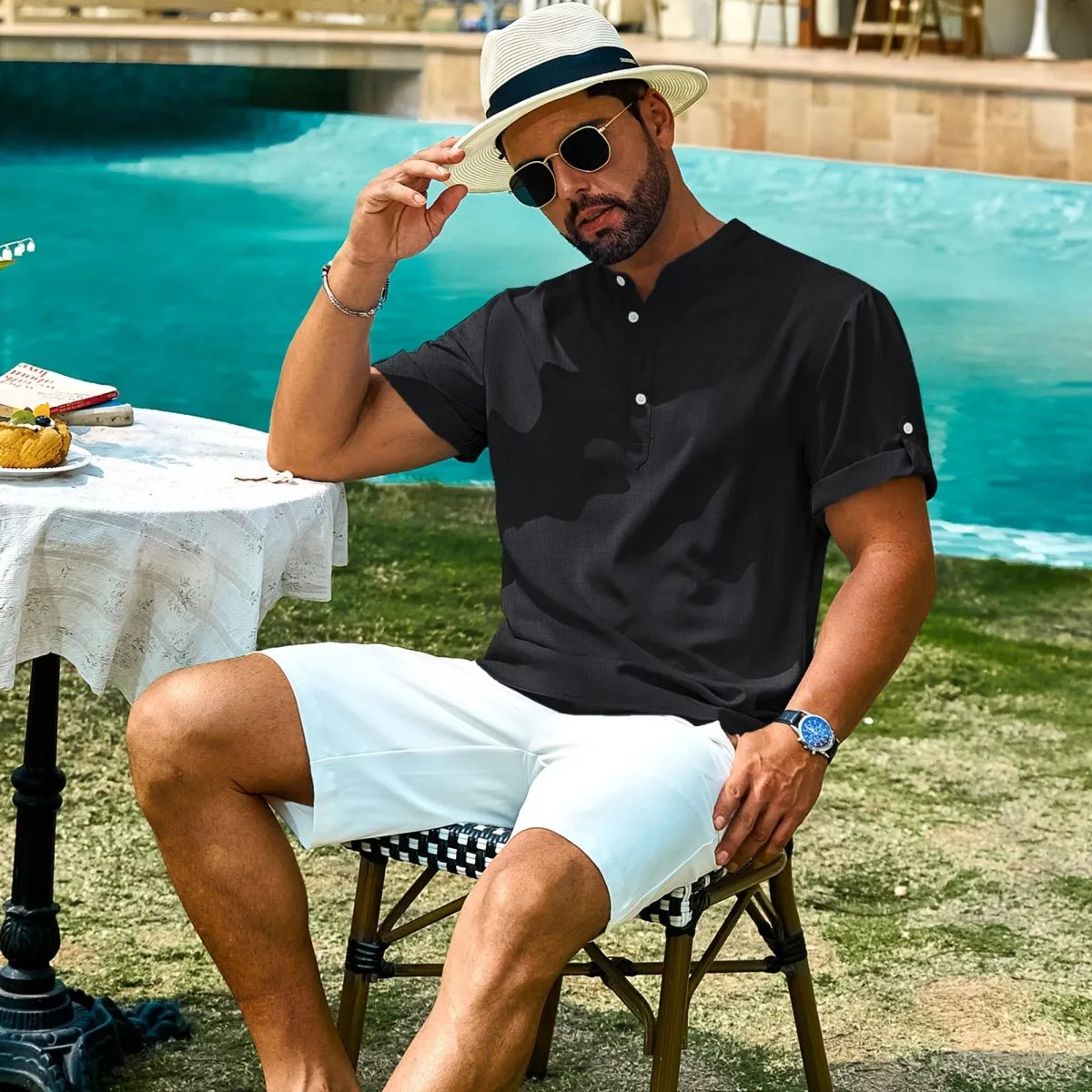 Henley Casual Lightweight Beach Shirts sold by Tacvasen product image thumbnail 5