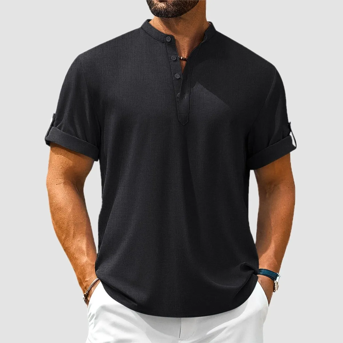 Henley Casual Lightweight Beach Shirts sold by Tacvasen product image thumbnail 2