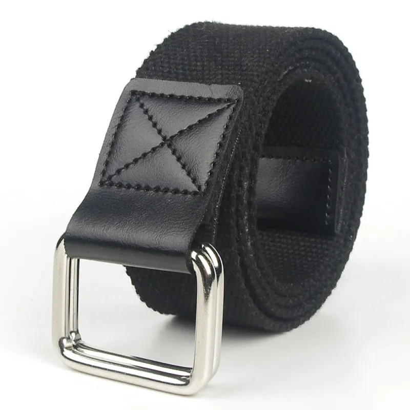 Double-Loop Buckle Canvas Leather Belt made by Tacvasen