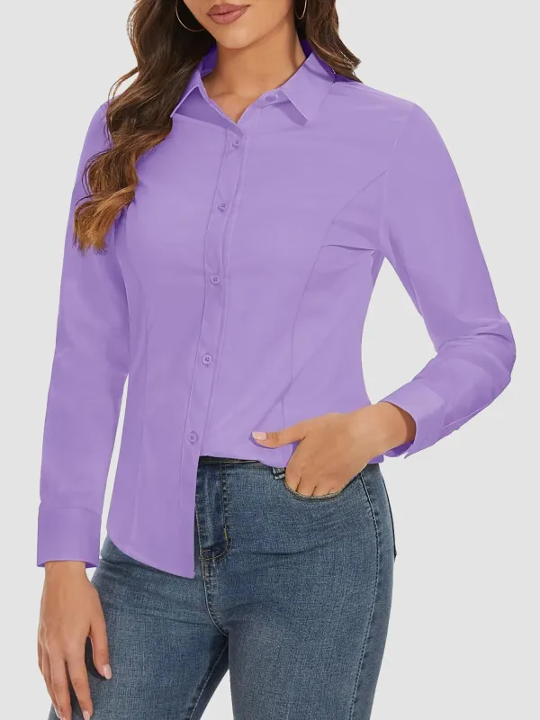 Women's Collared Dress Shirt Casual Office Wear Blouse made by Tacvasen