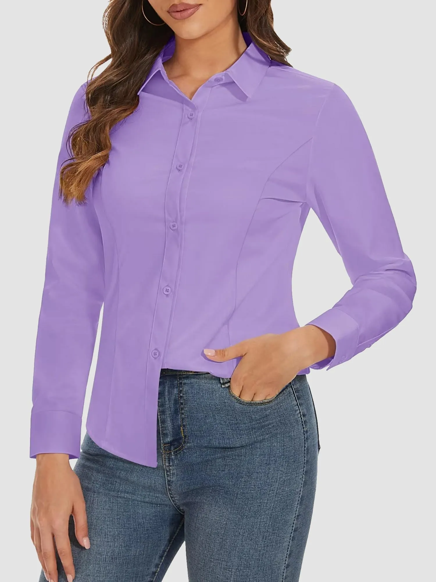 Women's Collared Dress Shirt Casual Office Wear Blouse sold by Tacvasen