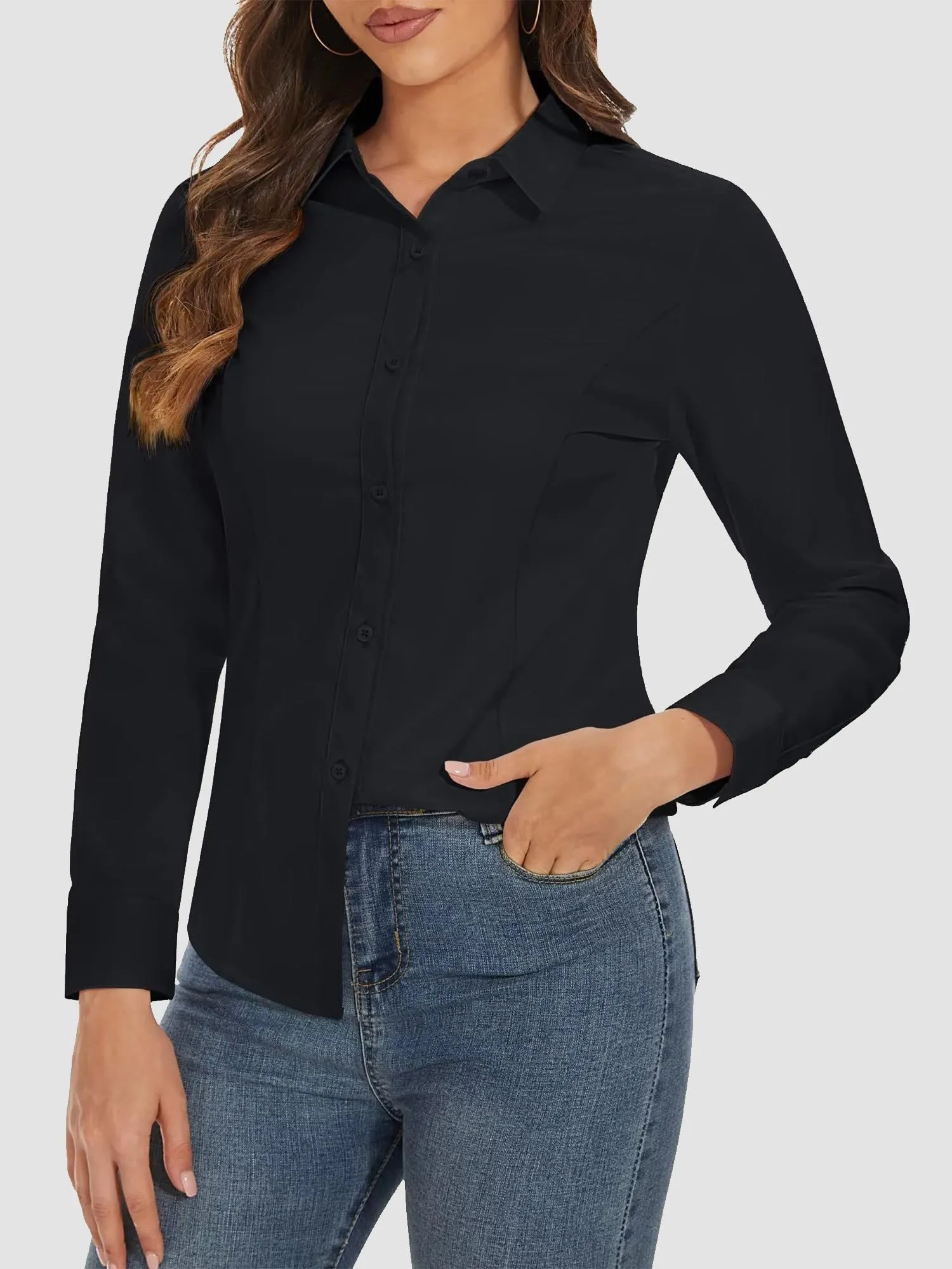 Women's Collared Dress Shirt Casual Office Wear Blouse sold by Tacvasen product image thumbnail 4