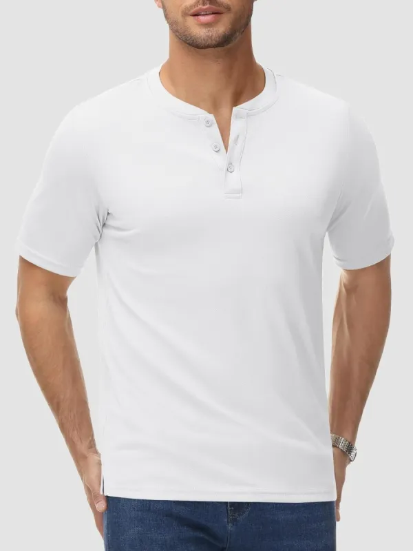 Men's Henley Shirt Short Sleeve T-shirts made by Tacvasen