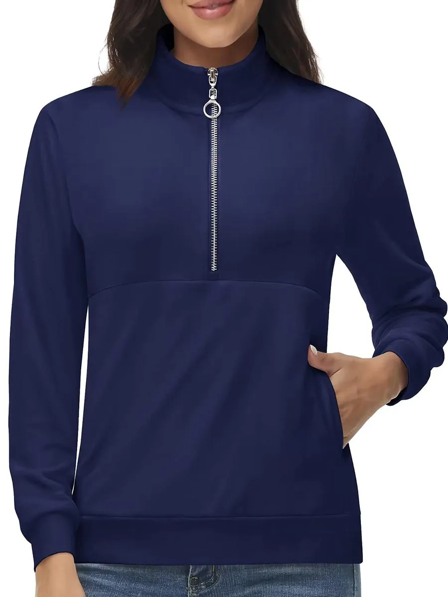 Women's Half Zip Pullover Sweatshirts Velvet Fleece Jacket sold by Tacvasen product image thumbnail 5