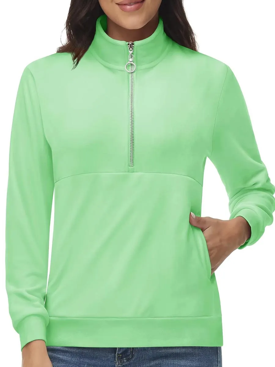 Women's Half Zip Pullover Sweatshirts Velvet Fleece Jacket sold by Tacvasen product image thumbnail 3