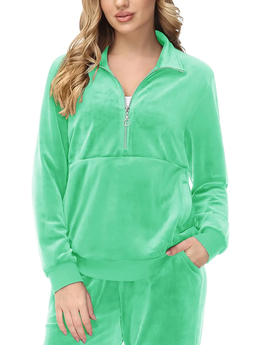 Women's Half Zip Pullover Sweatshirts Velvet Fleece Jacket sold by Tacvasen product image thumbnail 4