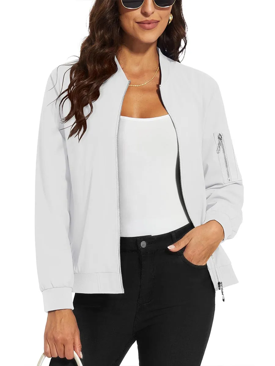 Women's 4-Pocket Lightweight Casual Windproof Full-Zip Bomber Jacket sold by Tacvasen product image thumbnail 3